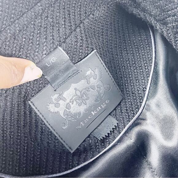 Mackage Wool and Leather Button Down Black Coat‎ Jacket Size Large - Picture 2 of 6